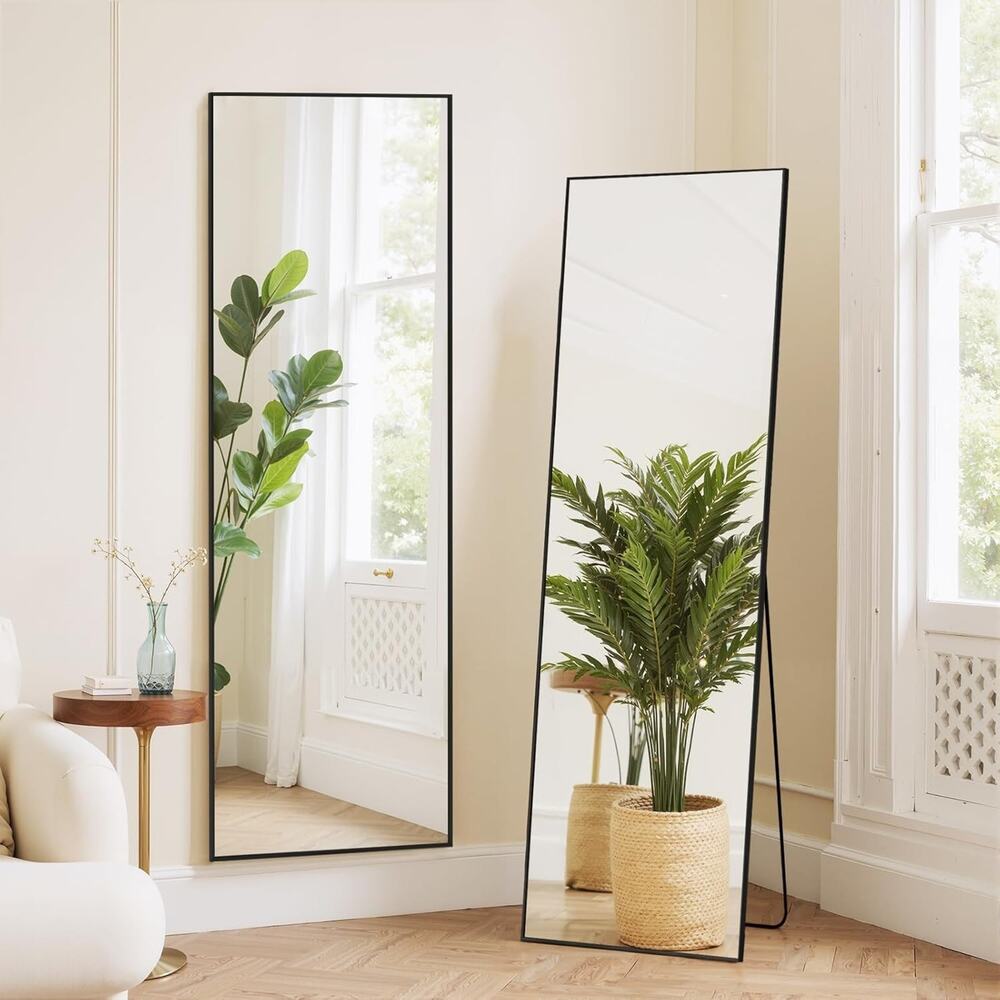 59"x16" Full-length Stand Floor Mirror Large Wall Bedroom Black Alum Alloy Frame